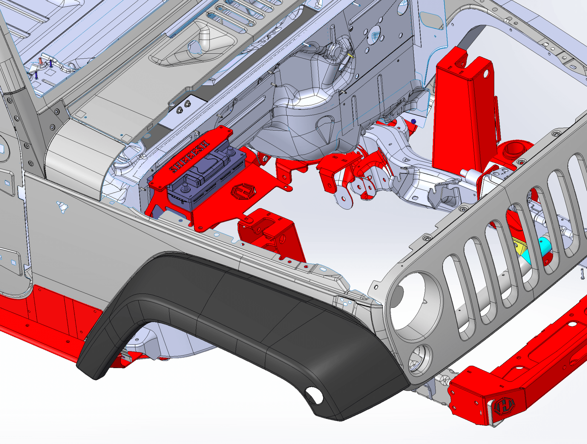 JK/JKU Battery and TIPM relocation bracket - Hepta MFG